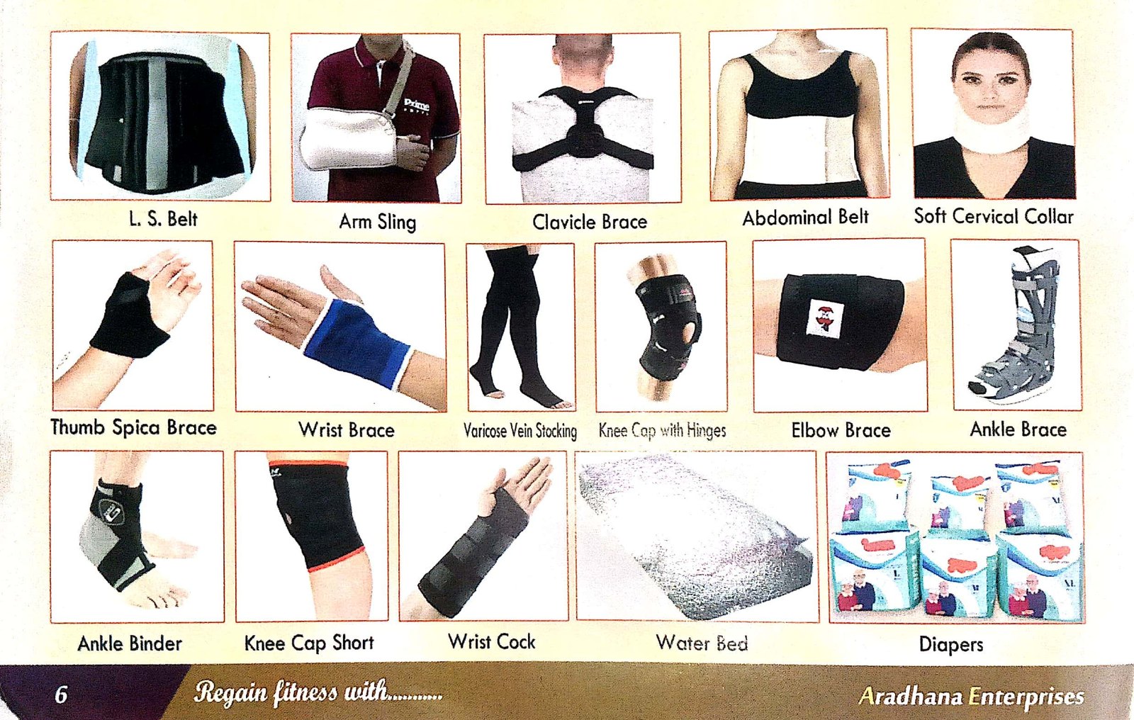 Braces, belts, supports and patient care catalogue products